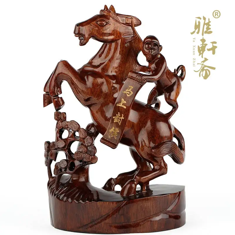 T wood carving wood carving crafts mahogany horse Zodiac monkey ornaments immediately Fenghou (Monkey King)