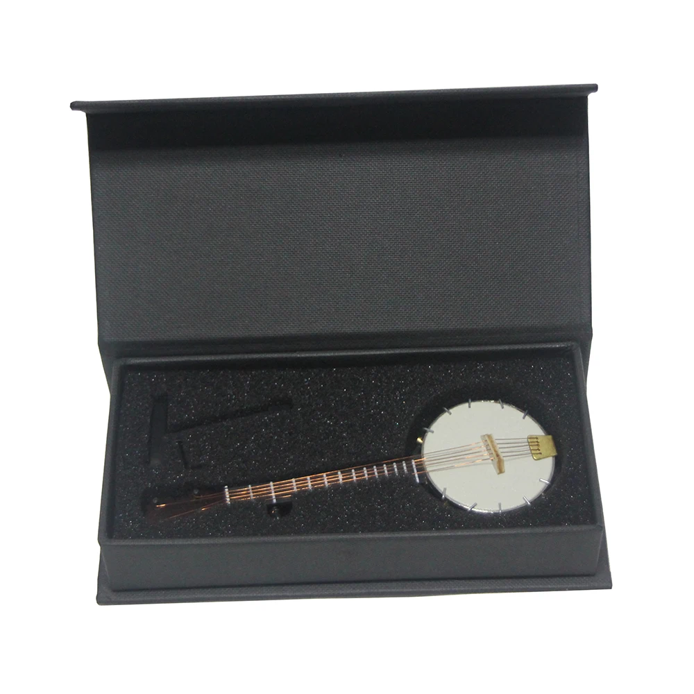 MoonEmbassy Miniature Banjo Model Mini Musical Instrument Model Dollhouse Ornaments Gift Home Decoration