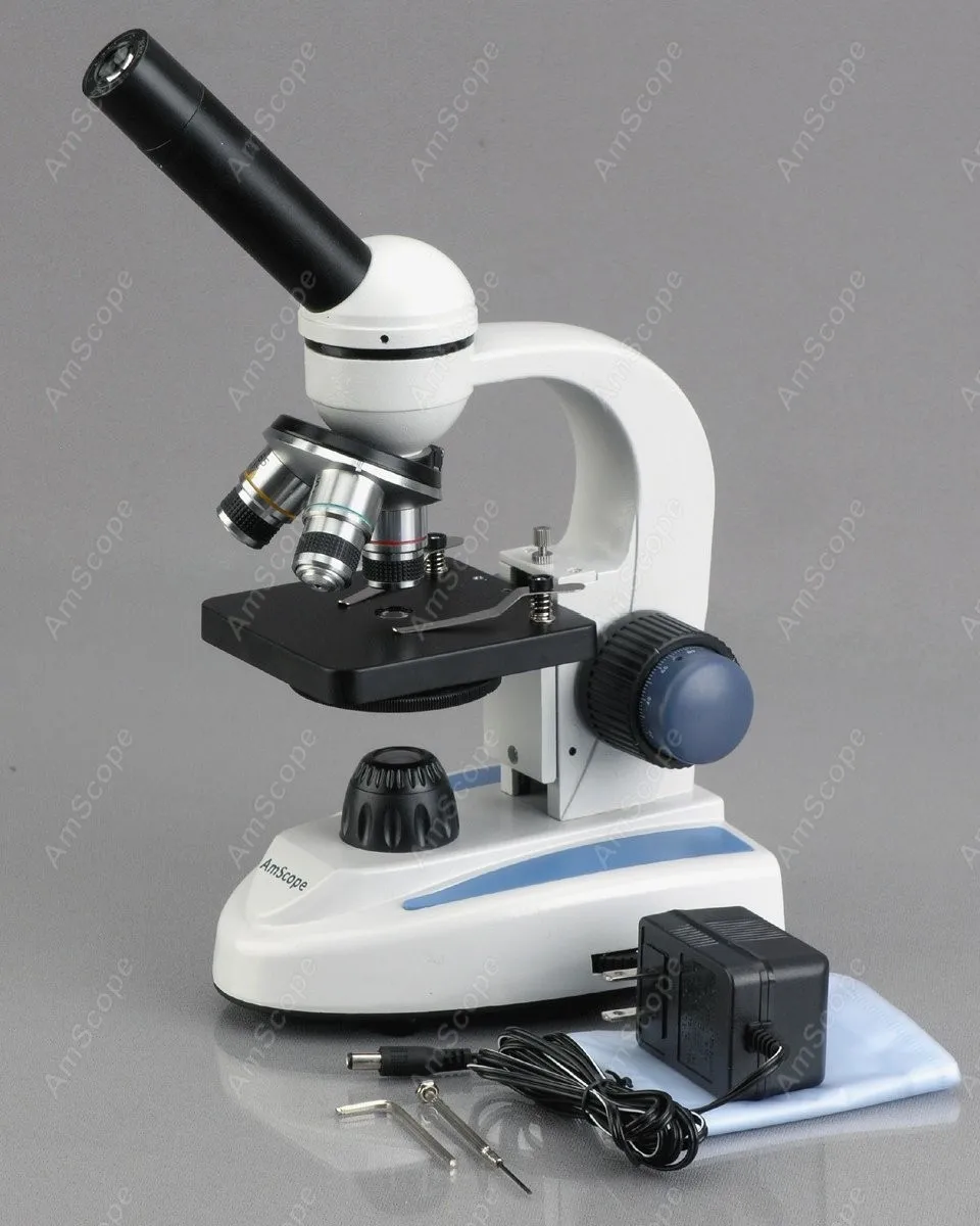 AmScope M158 シリーズ生物学金属ガラス学生複合顕微鏡 40X-1000X + 1MP USB デジタルカメラ