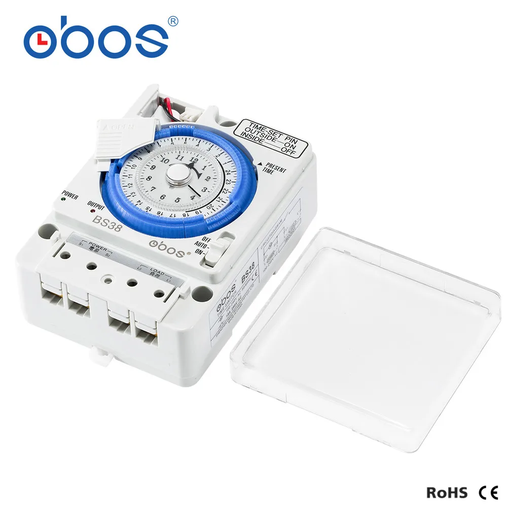OBOS-مفتاح مؤقت تناظري LED ، مفتاح احتياطي ميكانيكي 24 ساعة ، يدوي/تلقائي ، TB388