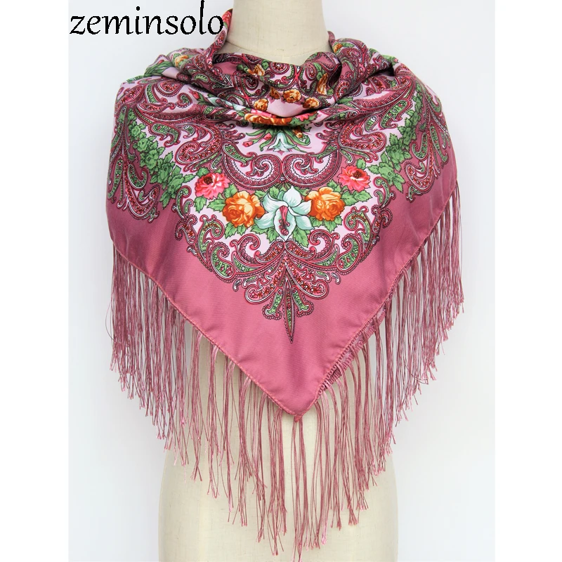 Hot Koop New Fashion Vrouwen Sjaal Vierkante Katoen Sjaals Kwastje Sjaal Gedrukt Vrouwen Wraps Bandana Winter Herfst Dames Sjaals