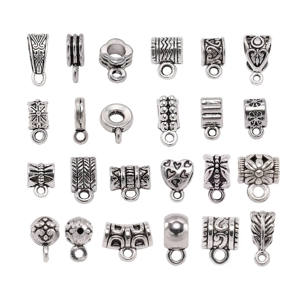 20pcs/lot Antique Clip Bail Beads Pendant Clasp Necklace Connector Bail Beads For Jewelry Making Findings DIY Supplies