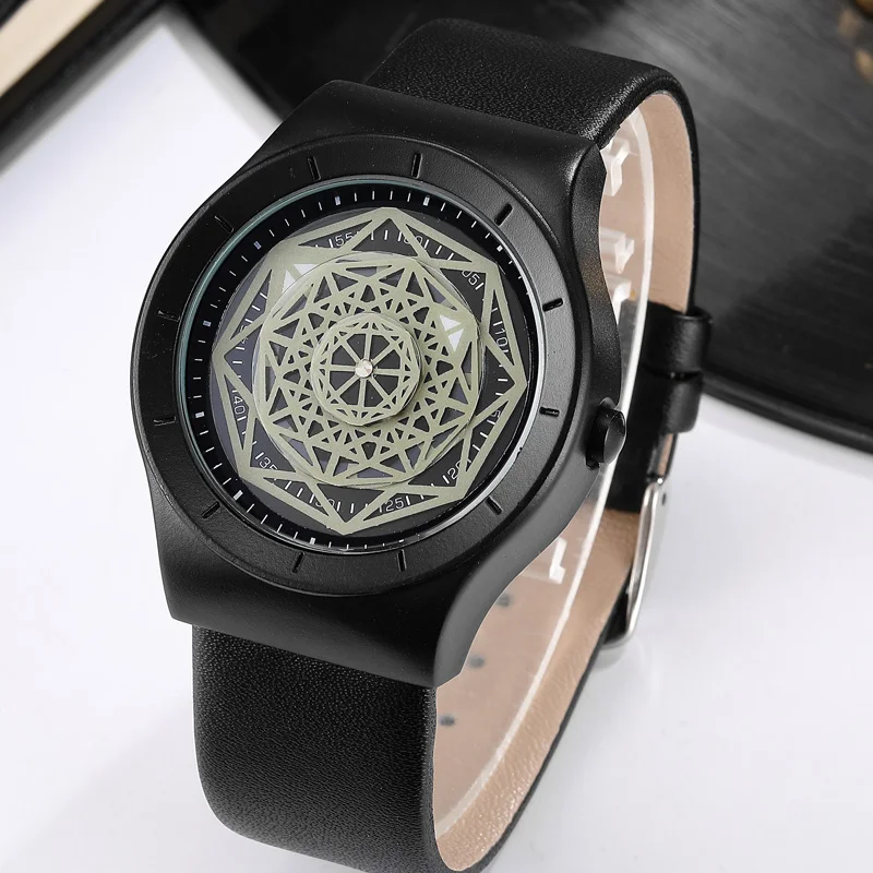 Geek Watches Men Minimalist Turntable Dial Quartz Watch Clock  Leather Mesh Band Male Wristwatch Relogio Masculino Gift For Men