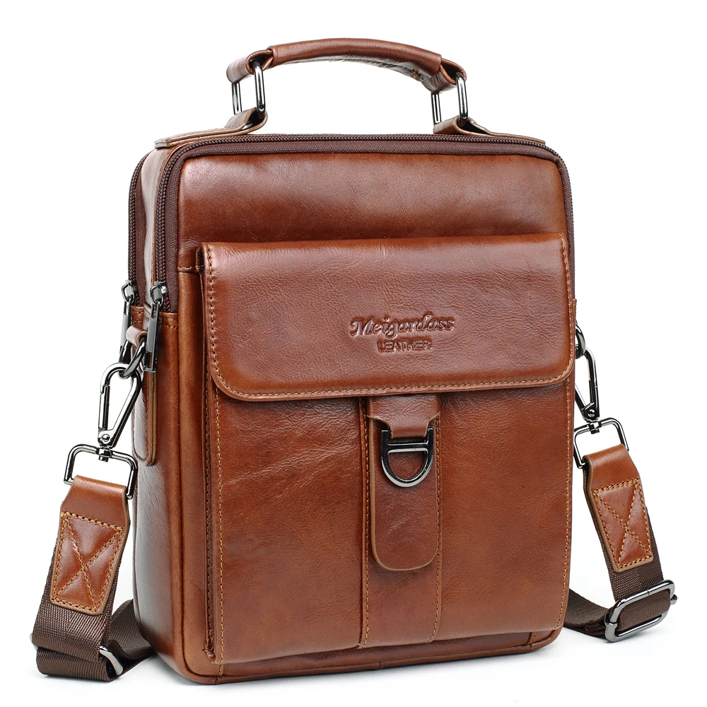 MEIGARDASS Genuine Leather Messenger Bag Men Travel Crossbody Shoulder Bag iPad Handbag Male Business Briefcase Tote Purse