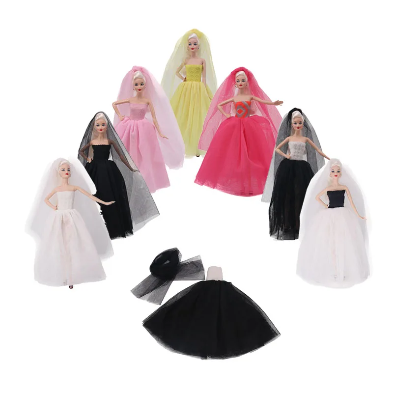 9 colori Press elegante abito da sposa regina e principessa adatto per accessori per vestiti per bambole Barbie da 11.8 pollici, giocattoli per