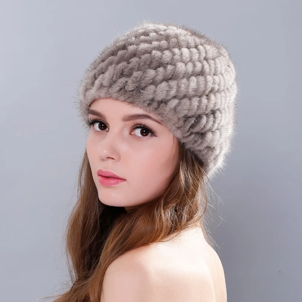 MPPM Women Real Mink Fur Hat Winter Fur Hat New Winter Mink Fur Beanies Cap for women free size casual natural fur women\'s hat