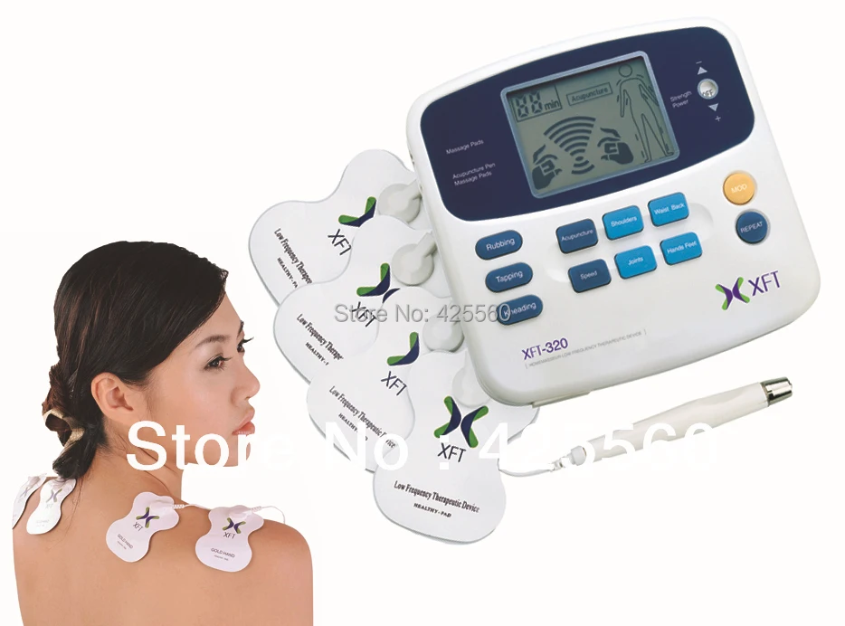 2 Channels XFT-320 TENS Machine Digital Massager With Accupuncture Pen & 2 Pairs Electrodes Pads