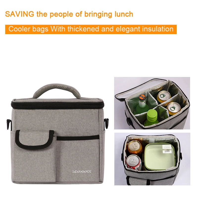 DENUONISS Insulated Leakproof Lunch Bag Lunch Box For Adults Kids, Stylish Cooler Bag for Office School Picnic Adjustable