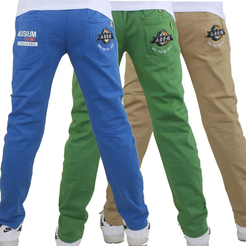 

5-15T Spring Autumn Summer Boys Trousers Cotton Casual Kids School Teens Pants Color Blue / Orange / Khaki / Green / Wine Red