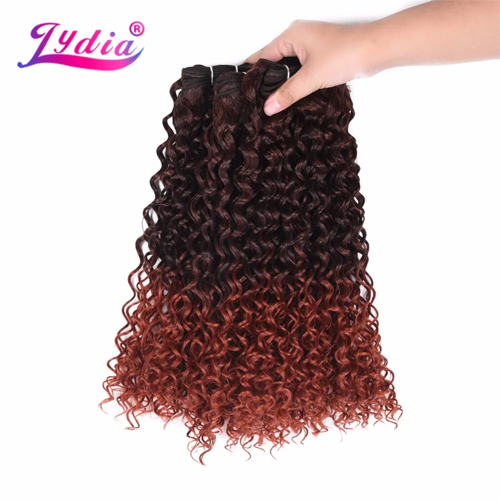 Lydia Two-Tone Ombre Color Synthetic Hair Bundles Curly Wave 10-24 Inch 3PCS/Lot Hair Extension No Shedding