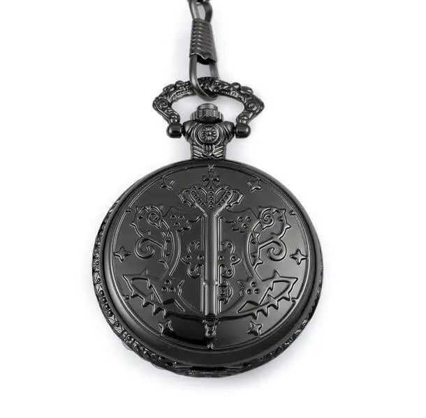 

New Fashion Black Kuroshitsuji Black Butler Quartz Pocket Watch Analog Pendant FOB Men Watches Gift