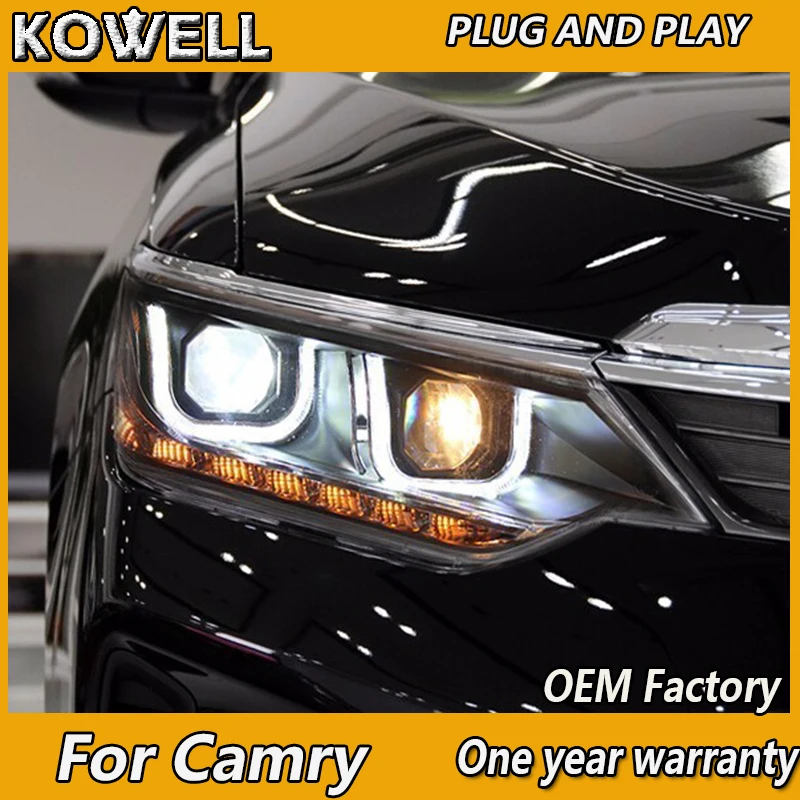 

Автомобильные фары KOWELL для Camry 2014, 2015, 2016, 2017, новые светодиодсветодиодный фары Camry V55, светодиодсветодиодный фары drl, двухлучевые, H7, HID, ксеноновые