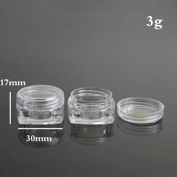 

300 pcs/lot 3g square cream jar, cosmetic sample jar,dispaly container