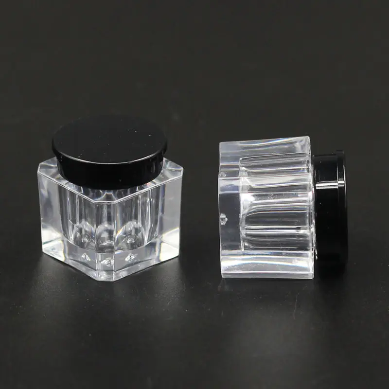 100pc/Lot Mini 4g 4 Gram Portable Empty Clear Cream Jar Pot With Black Lid Cosmetic Container Transparent Square Base PS Bottle