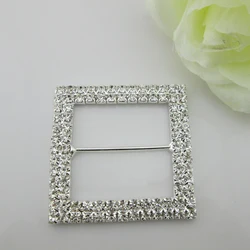 2pcs large square rhinestone buckle silver for scarf shirt garment accessory