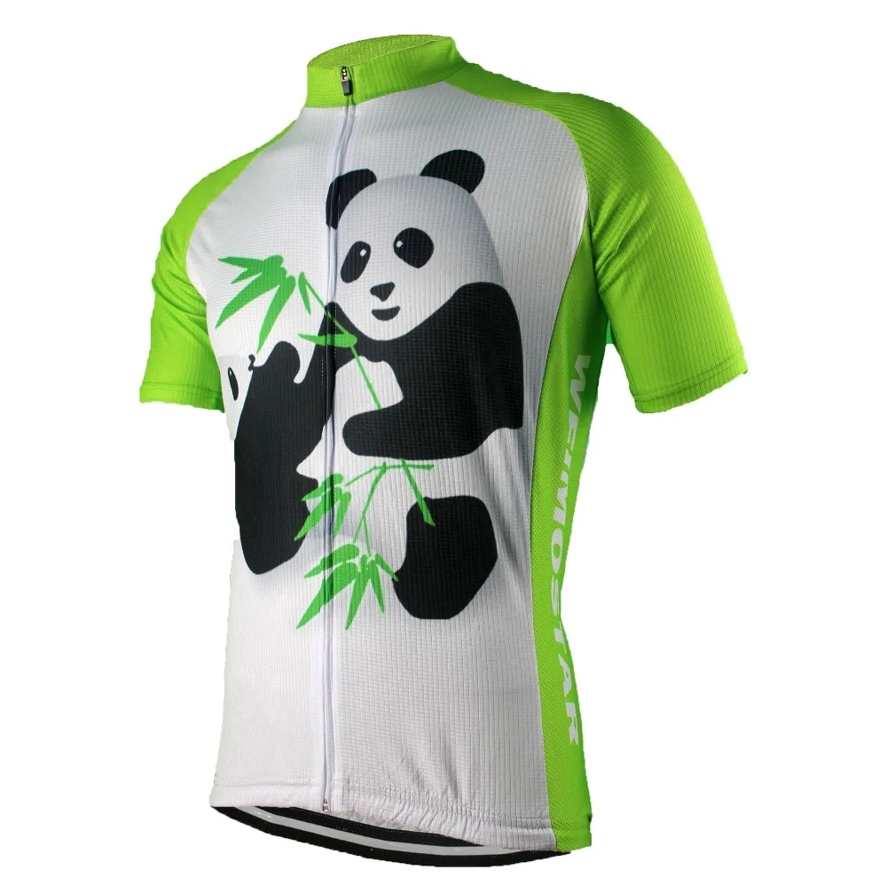 Weimostar Men's Cycling Jersey Short Sleeve Breathable Fast Dry Green White Panda S-4XL