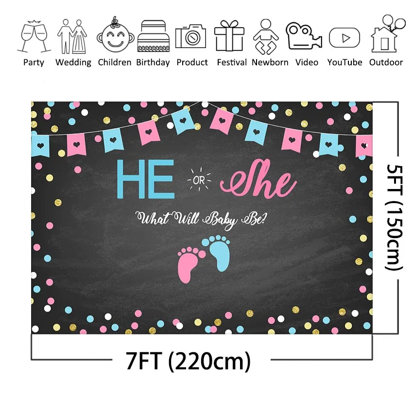 Fondo de revelación de género, pizarra, decoración de fiesta de Baby Shower, pancarta, evento, foto, fondo para fotografía