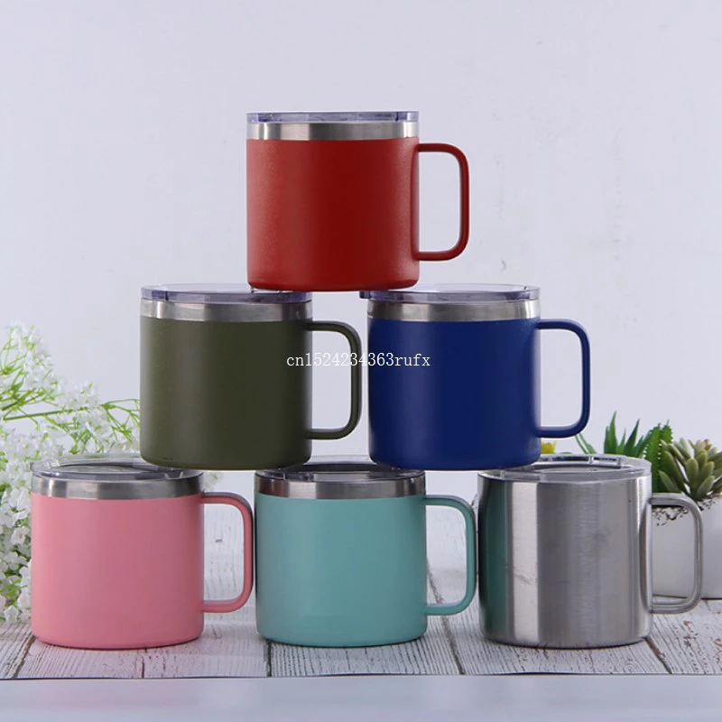 

20pcs 14oz Kids Milk Cup Metal Wine Glass Stainless Steel Cup With Lid Double Wall Vacuum Insulated Mugs Free shipping
