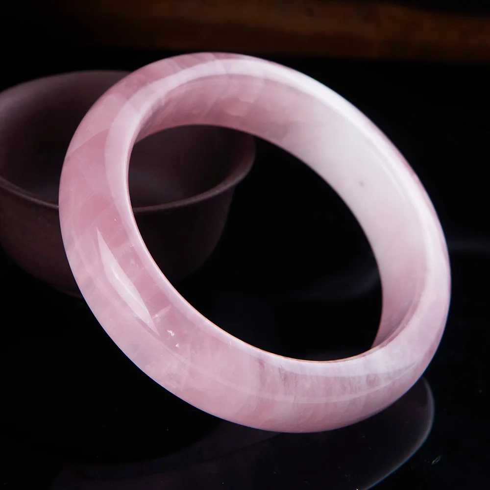 Natural Pink Rose Quartz Gemstone Woman Lady Bangle From Madagascar Fashion Bracelet 55mm 56mm 57mm 58mm 59mmm 60mm AAAAA