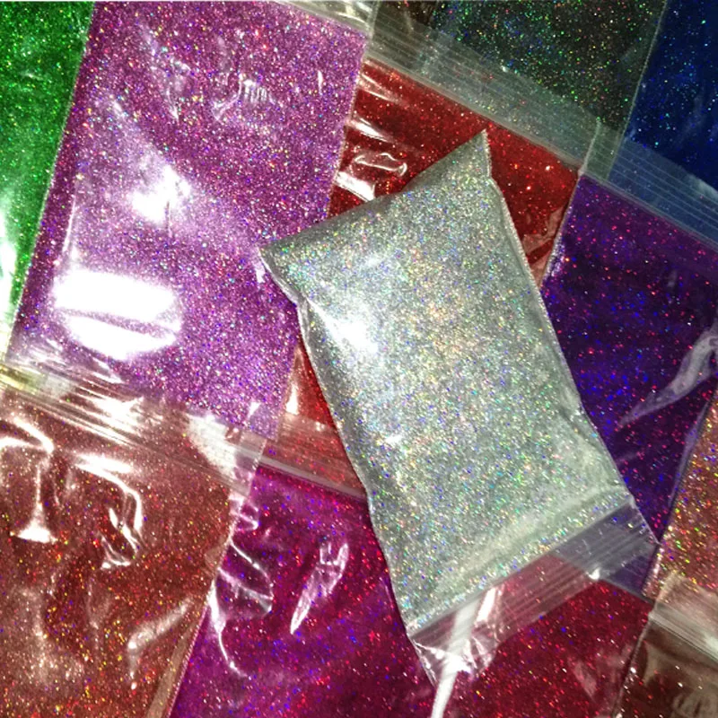 silver Colorful Laser Holographic  0.2MM 1/128 fine Glitter Powder for nail decoration and others DIY Accessories