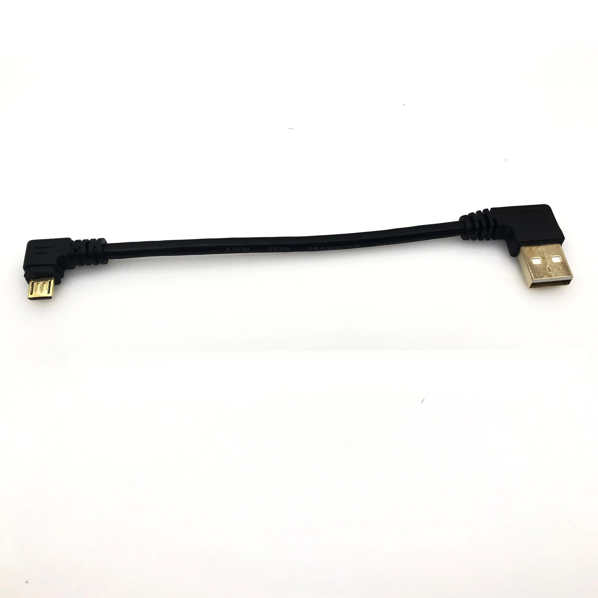 Gold plated 15CM short 90 Degree USB 2.0 to Micro USB B Male Cable Gold Plated Right Angle Data Sync and Charge Extender Lead