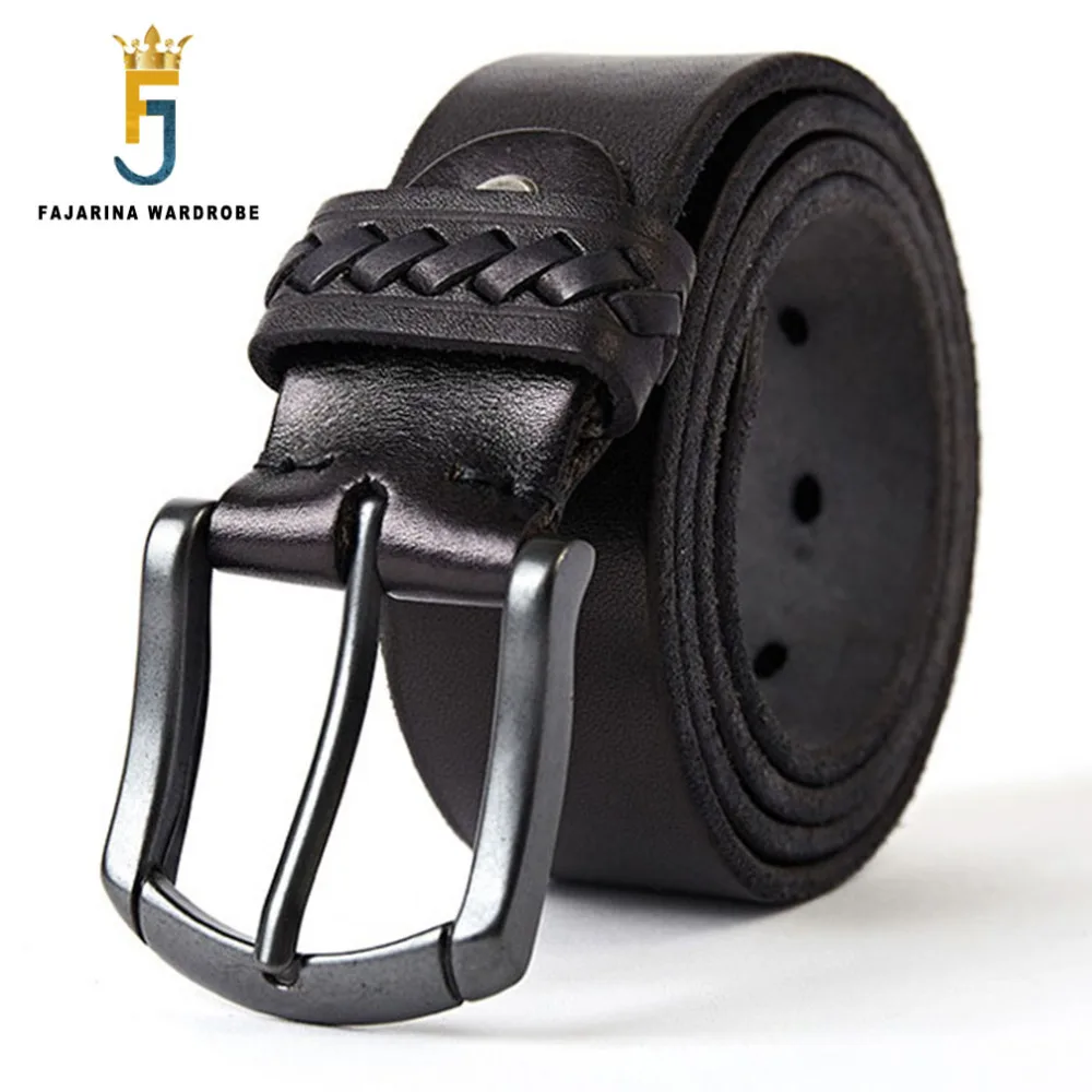 

FAJARINA Unisex Quality Accessories Male Pin Buckle Metal Joker Retro Belt Pure Cowhide Leather Belts Female Accessory N17FJ295