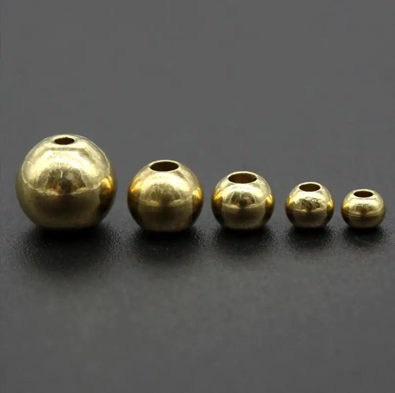 AHKNORMAILCUI 100pcs Original Brass Round Ball Space Beads 3 4 5 6 Bracelets Loose Charm Bead for DIY Necklace Jewelry Making