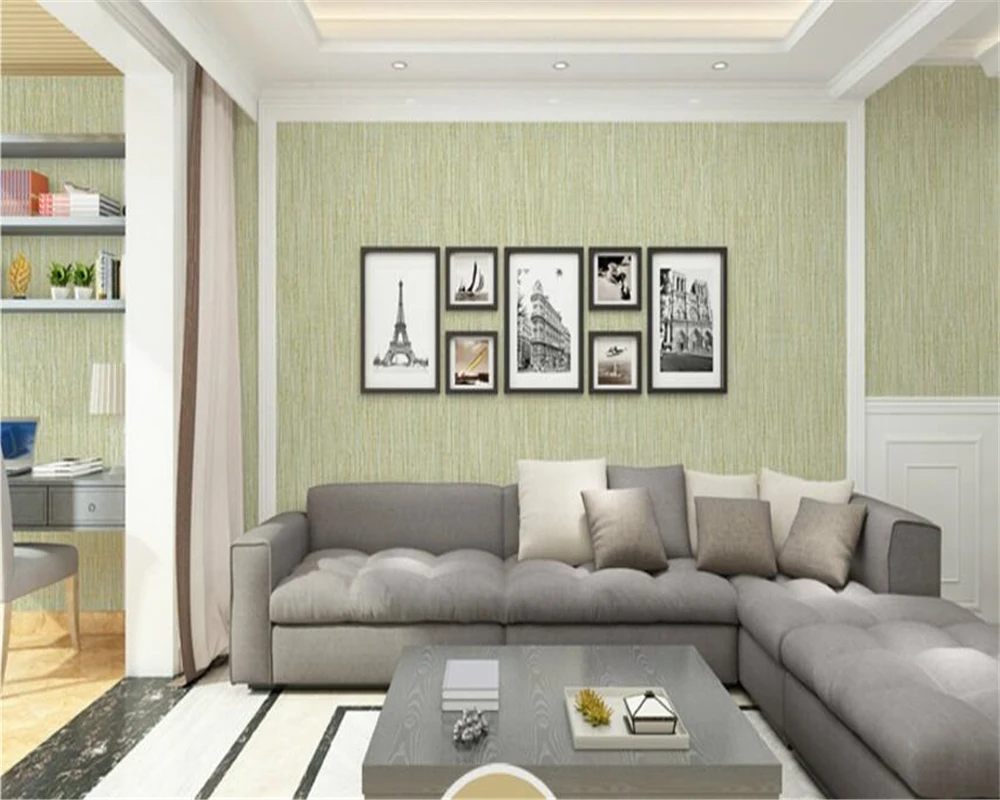 

beibehang Plain bamboo woven non woven wallpaper living room restaurant bedroom background seamless pure color straw wall paper