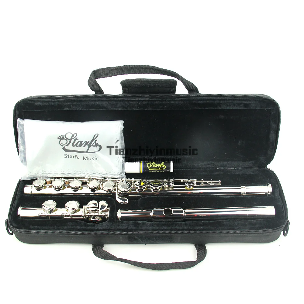 

nickel Plated CONCERT FLUTE Closed Holes 17 key Ckey+E Top Model