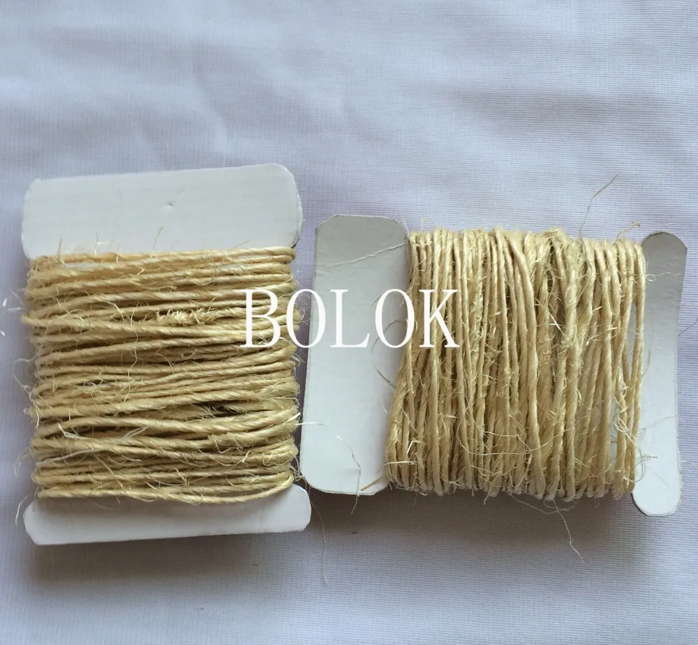 5cards/lot(total (50meters) 100% natural 1.5mm twisted sisal rope, sisal twine cords used in home, graden packing