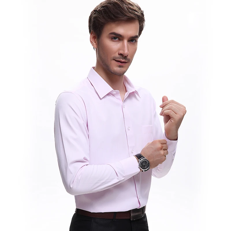 Dress shirt men shirt summer long sleeve slim fit shirt pink sky blue white shirt 5XL mens clothing 2016