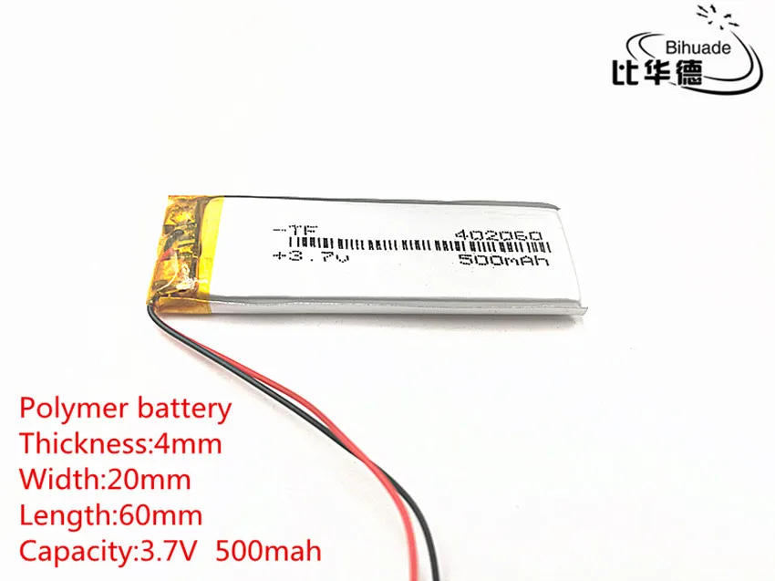 3.7 V 500 mAh 402060 bateria litowo polimerowa bateria li-po akumulator litowo jonowy akumulator baterie do Mp3 MP4 MP5 GPS