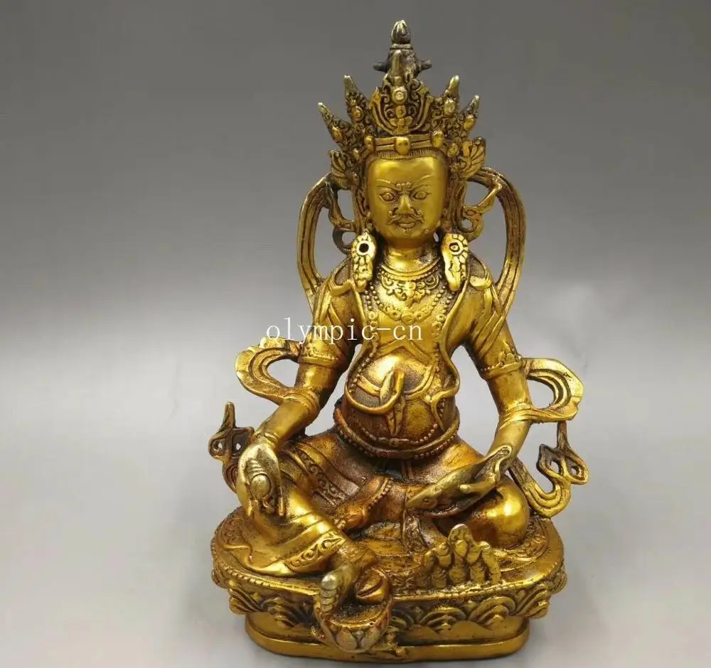 8'' bronze copper gild tibetan buddhism buddha Yellow Jambhala statue