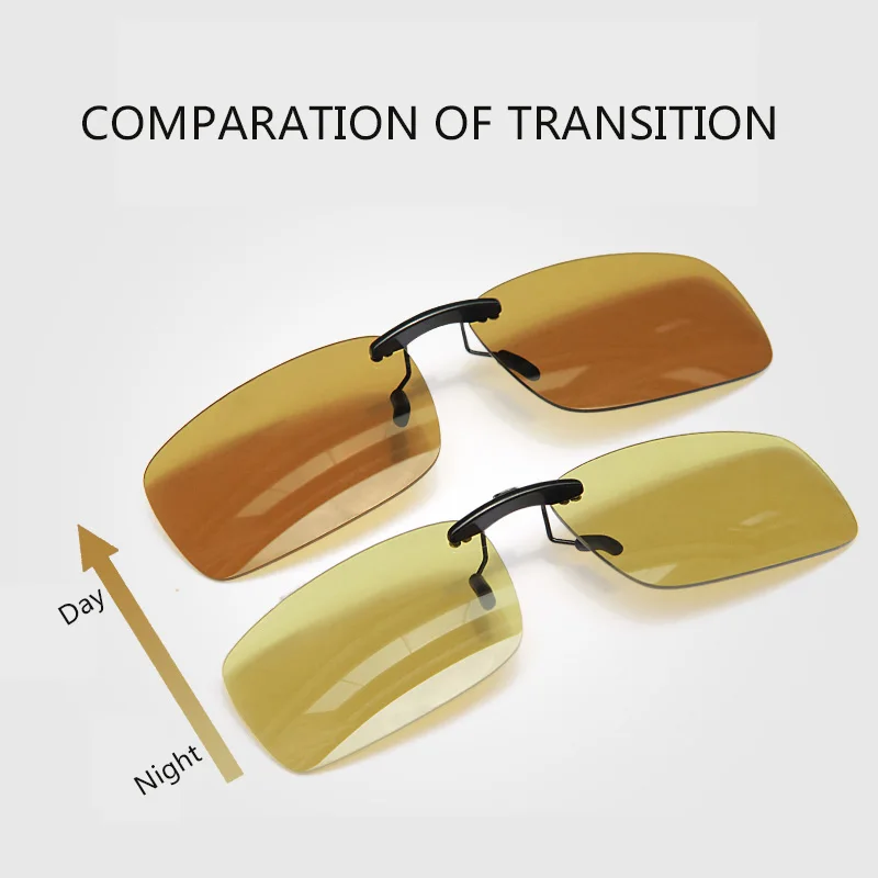 CAPONI Clip On Glasses Photochromic Yellow Change To Brown Polarized Sunglasse Clip Night Vision Clip For Glasses BSYS1288