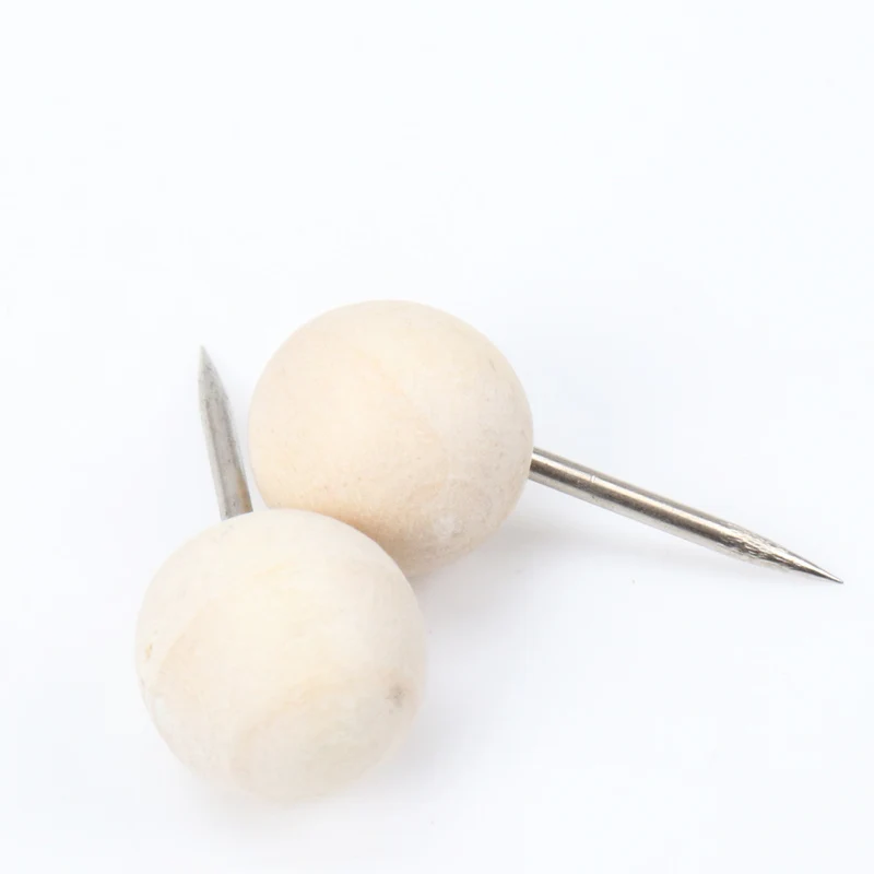 50pcs Nautral Wood Pushpin Round Ball Shaped Thumbtack Pins for Fixing Pictures Decorative DIY Tool Wholesale 10x19mm