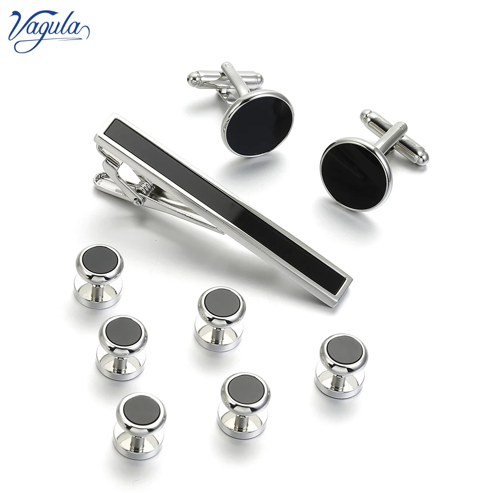 

VAGULA 9 PCS Tie bar Cuff links Collar Stud Set spinki tuxedo Tie Pin Clip Gemelos Men Jewelry Wedding Gifts 98