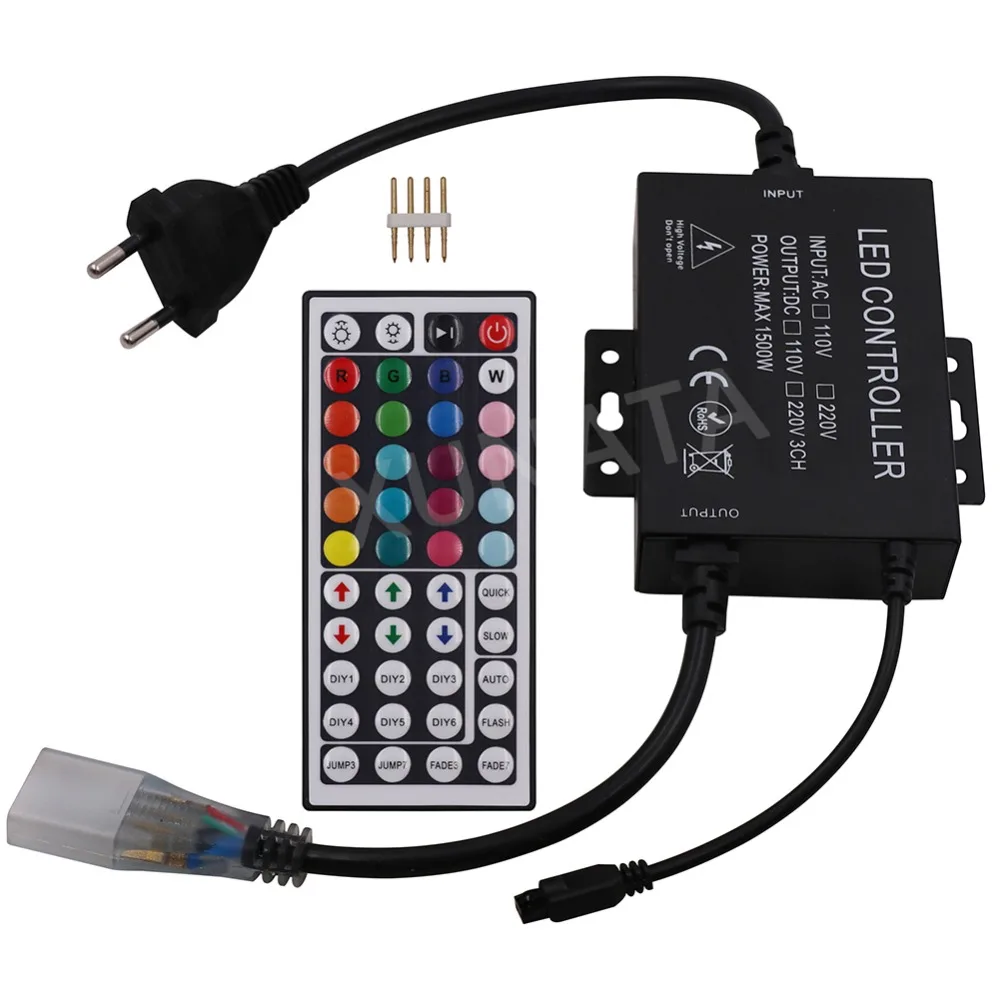 EU UK 220V US 110V RGB Led Strip Remote Controller with 44Key IR controller 1500W High Voltage control