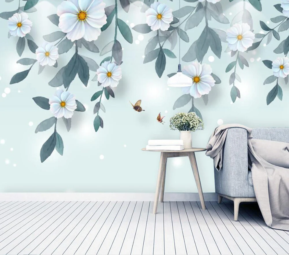 

Custom wallpaper Modern simple flower leaf background wall