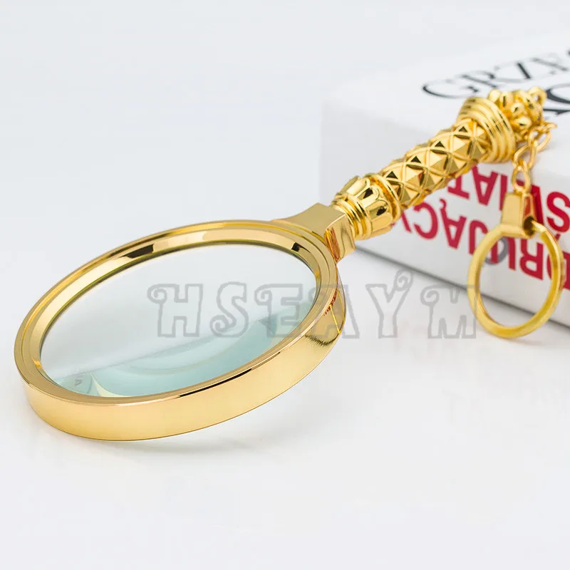 80mm Handheld Magnifier Keychain With high-end Gift Reading Newspaper Identify Jewelry Magnifying Glass  Loupe