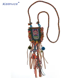 New Bohemia Ethnic Pompons pendants Necklace handmade long fringe tassel Pendants Necklace