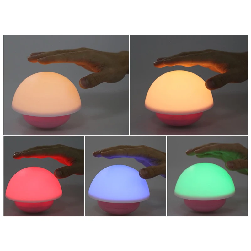 Touch Sensor Night Light Soft Cartoon Baby Nursery USB Lamp Children Mushroom LED Night Light Color Changing Roly-poly Style