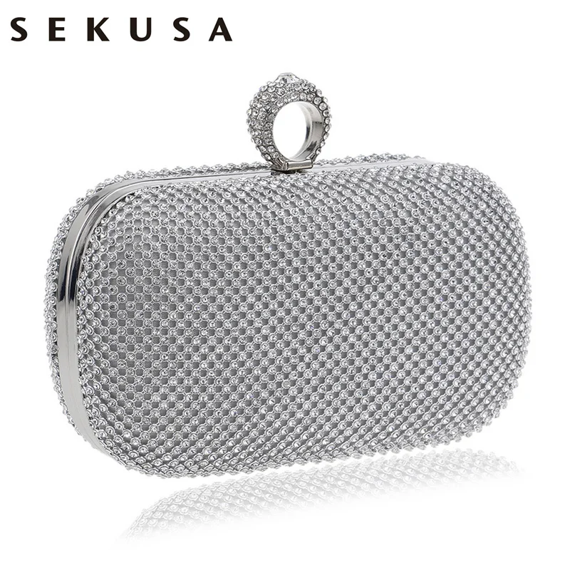 SEKUSA Evening Clutch Bags Diamond-Studded Evening Bag With Chain Shoulder Bag Women\'s Handbags Wallets Evening Bag For Wedding