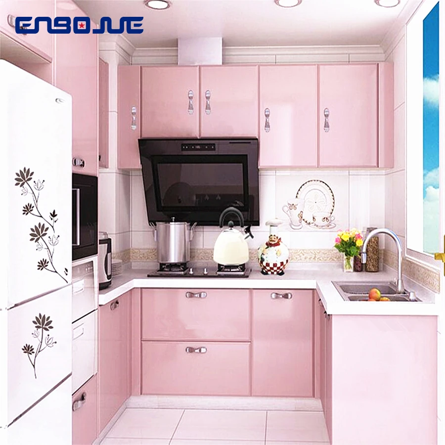 Old Cabinet Renovation Sticker Kitchen Stove Tabletop Oil Proof Film Self Adhesive Waterproof Solid Color Bright Paint Wallpaper