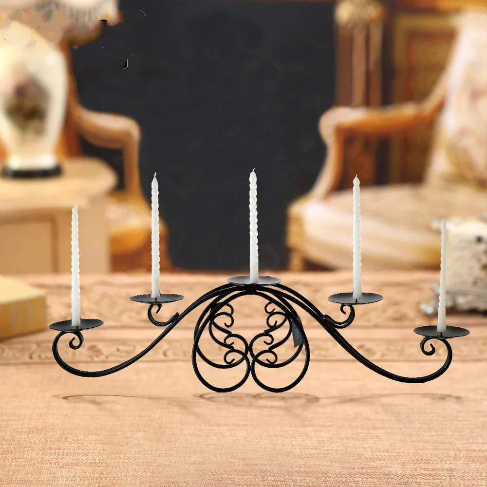 

Three / Five HeadS European Classical Iron Candle Candlestick Decoration Candlelight Dinner Candel Holders