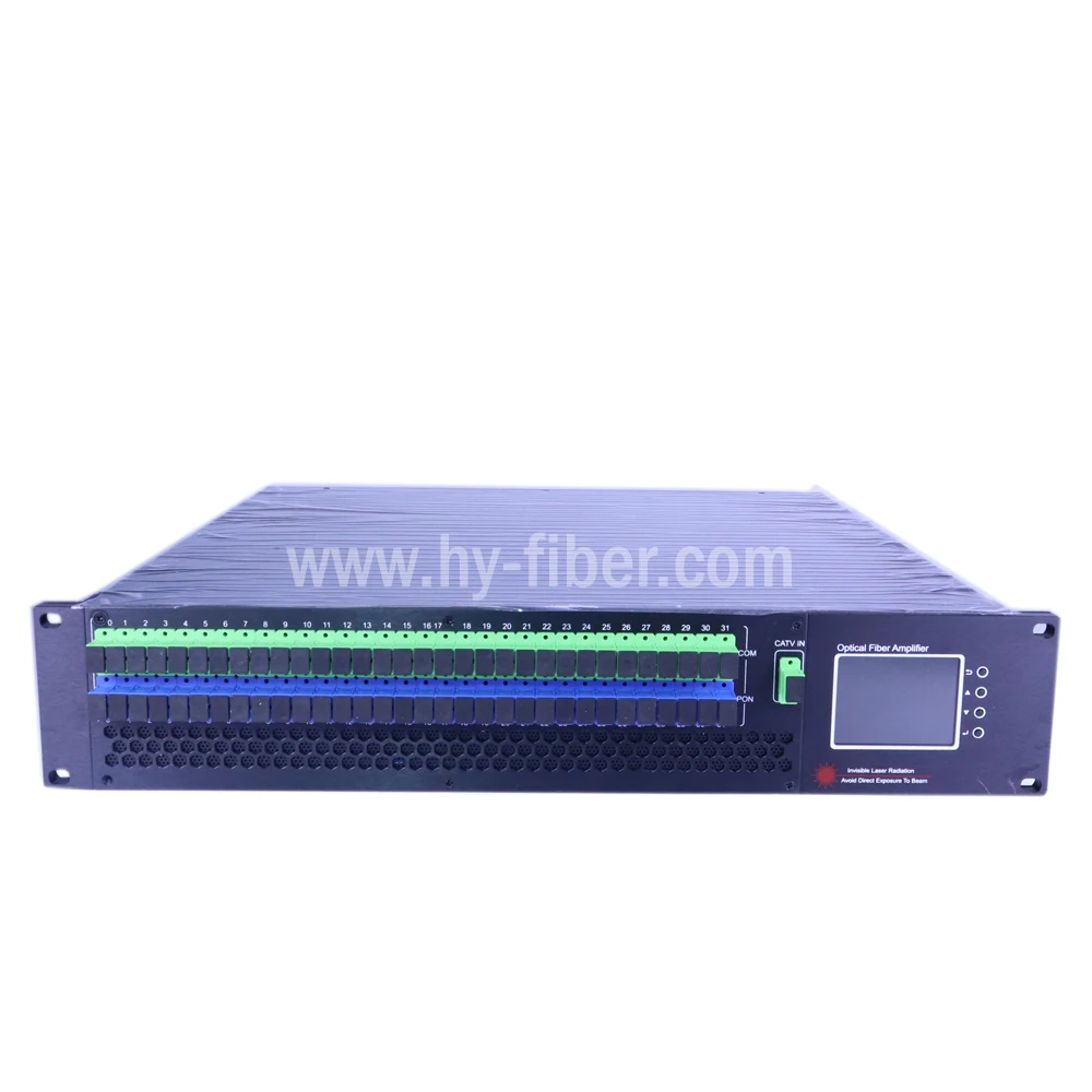 CATV 1550nm Optical Amplifier with WDM EDFA SC/APC Fiber Port, Dual Power Supply, 32 Way, 220V or 48V, 20dBm