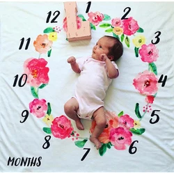 Newborn Baby Photography Props Accessories Infnat Milestone Blanket Photo Prop Backdrop Cloth Calendar Bebe Boy Girl 100x100cm