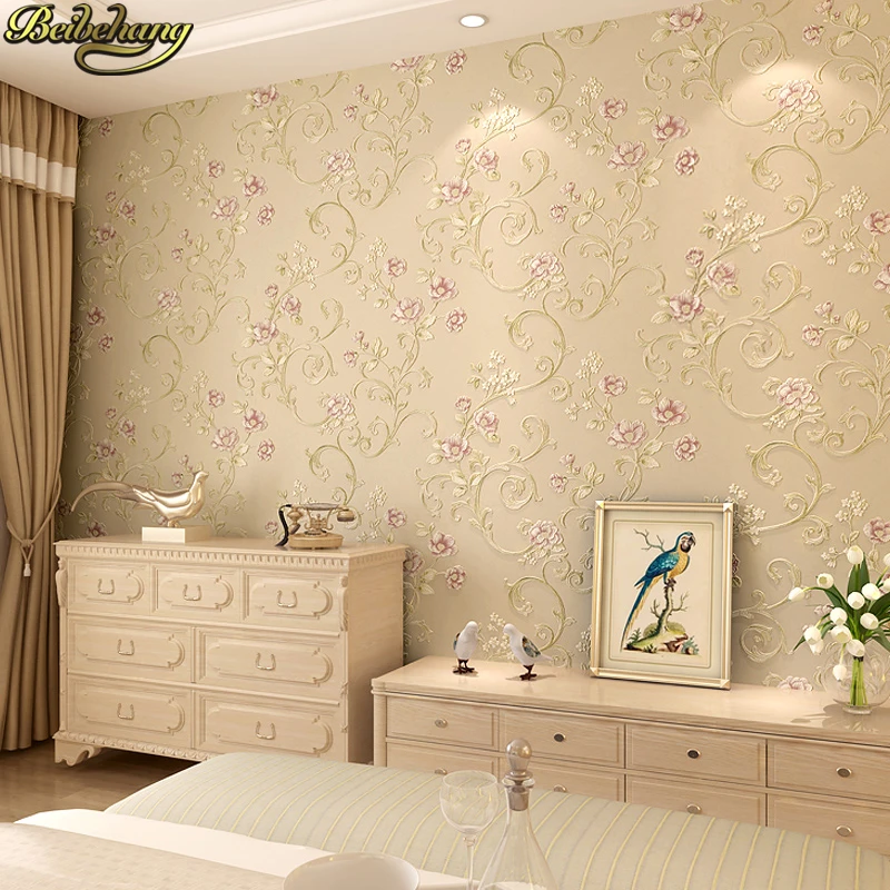 beibehang Embossed European pastoral Luxury Wallpaper For Wall 3 D livingroom Bedroom Flowers Wall Paper rolls home improvement