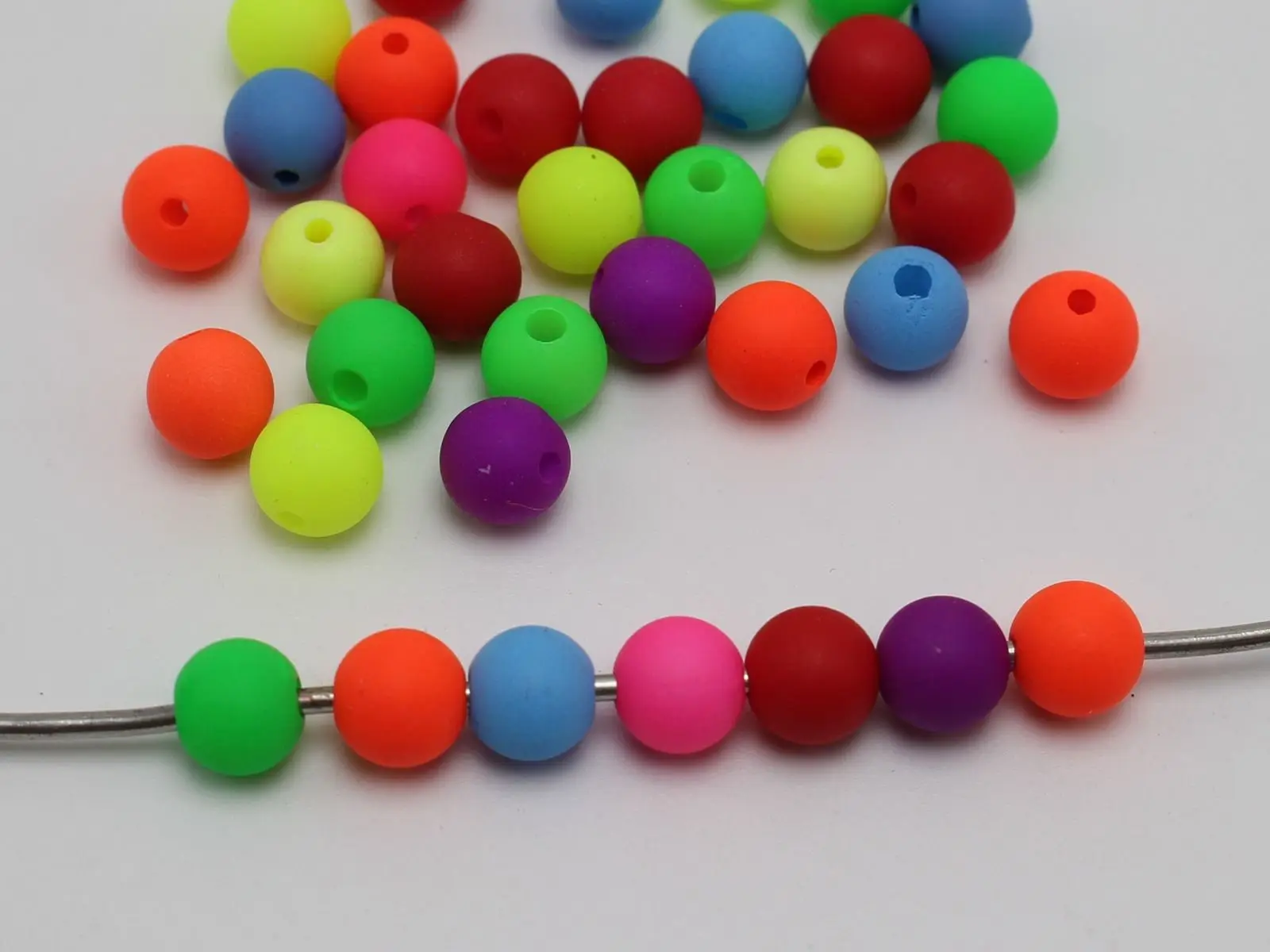 200 Mixed Frost Neon Color Acrylic Round Beads 8mm Smooth ball