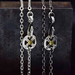 Collares con colgante de plata de ley S925 para hombre, cadena larga de eslabones, Estilo Vintage, pluma Takahashi, gores, 20 piezas