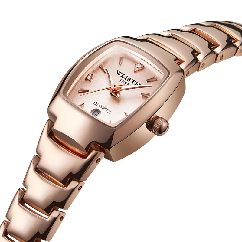 Fashion New Wlisth Brand Lovers Watches Man Women Famous Luxury Silver & Rose Gold Color Oval Dial Calendar Quartz Wristwatches